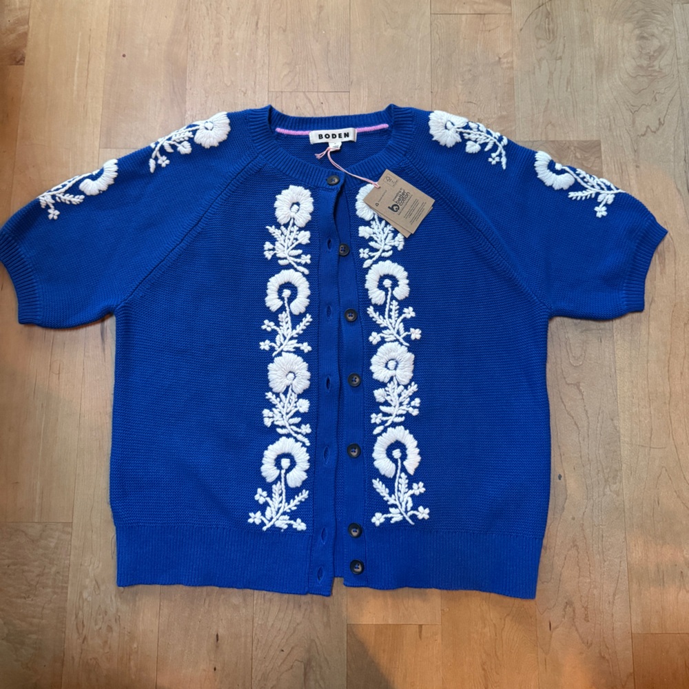 Boden Embroidered T-Shirt Cardigan (Size M)